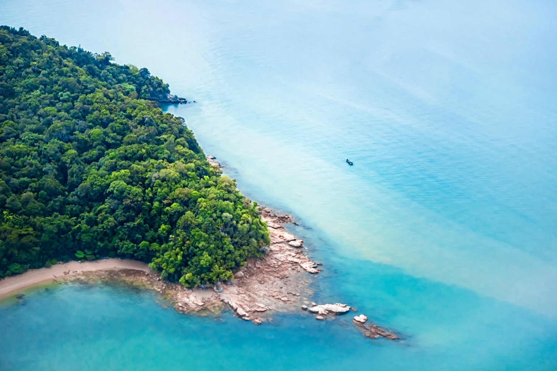 A green island surrounded by the sea near Langkawi